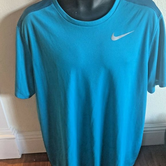 Nike Dri-Fit Athletic T-Shirt Men's XL Turquoise Short Sleeve Casual Running - Picture 2 of 9